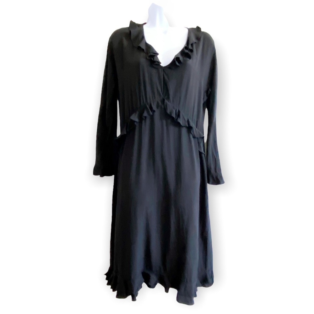 Vintage Gucci Ruffle Trim Washed Silk Dress